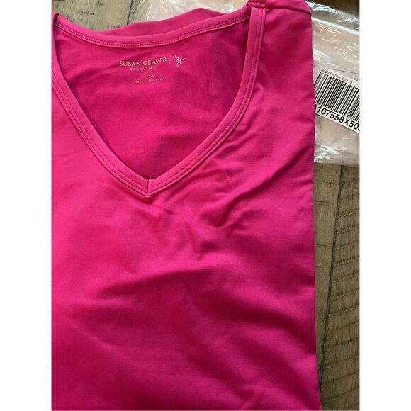Susan Graver Essentials 3X Butterknit Top Fushia Elbow Sleeves Bateau Neck NWT - Picture 1 of 2